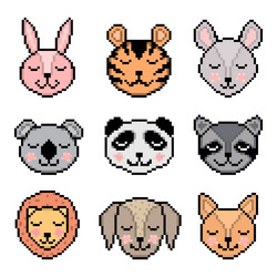 Animals in pixel style vector