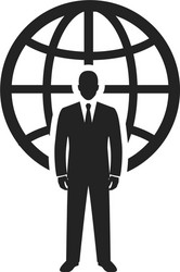 Businessman standing near globe vector