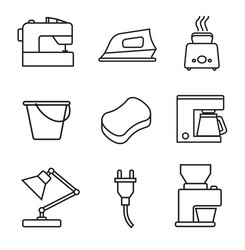 Household appliances icon set black sign on white vector