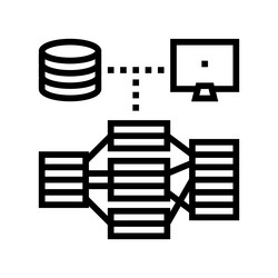 Indexing data database line icon vector