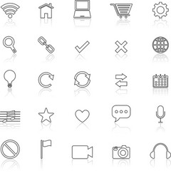 web line icons with reflect on white vector image