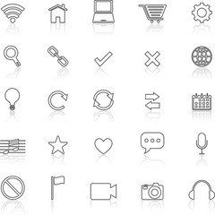 web line icons with reflect on white vector