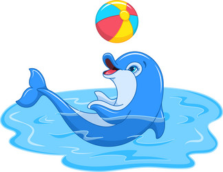 Cute Dolphin Playing with Ball Vector Image