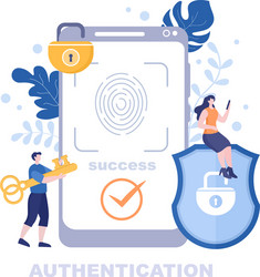 authentication security via phone or computer vector image