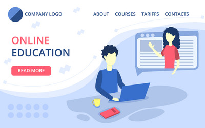 Online courses landing page vector