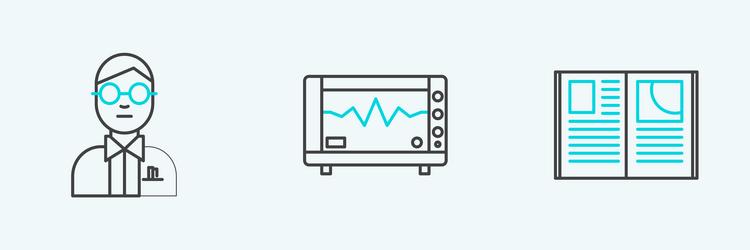 set line open book scientist and computer monitor vector image