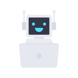 chat bot using laptop computer robot virtual vector image