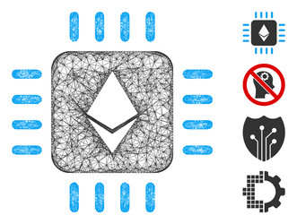 Ethereum processor chip web mesh vector