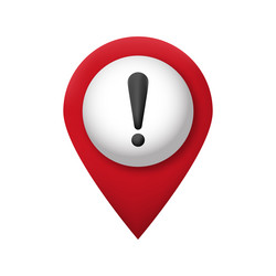 Map pin icon exclamation mark warning vector