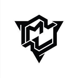 ml logo monogram hexagon shape with triangle vector image