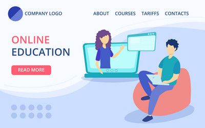 Online courses landing page vector