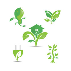 Green ecology logo icons vector