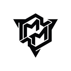 Mm logo monogram hexagon shape with triangle Vector Image