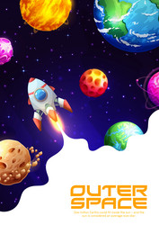 rocket spaceship in outer space background vector