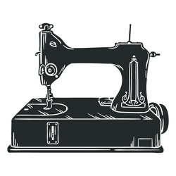 black antique sewing machine vector