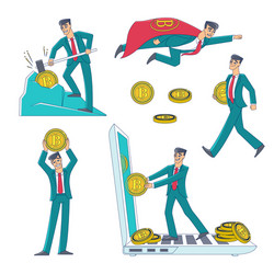 cryptocurrency and bitcoin mining earning set vector image
