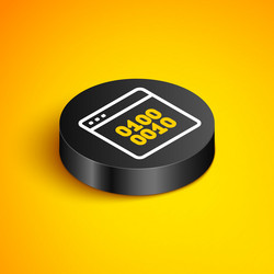 isometric line binary code icon isolated on yellow vector image