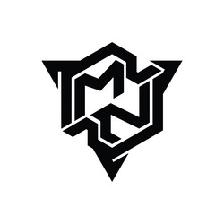 Mn logo monogram hexagon shape with triangle Vector Image
