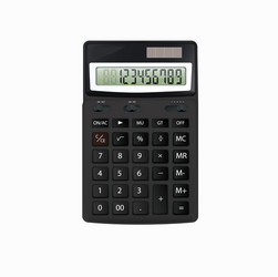 Realistic black calculator on white vector