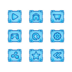 set ice button game interface design vector image