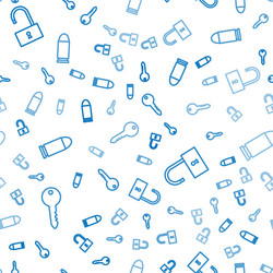 set line key open padlock and bullet on seamless vector image