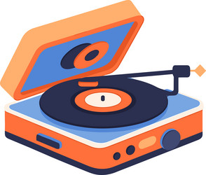 vintage record player in ux ui flat style vector