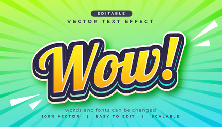 3d yellow wow text effect editable template vector image