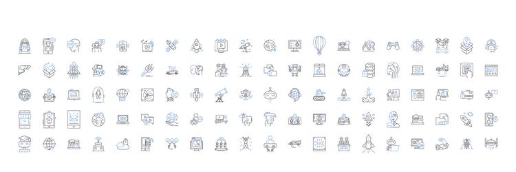 artificial tech line icons collection robotics vector image