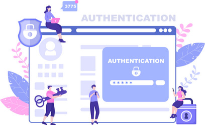 authentication security via phone or computer vector image