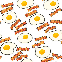 breakfast with bacon and eggs seamless pattern vector image