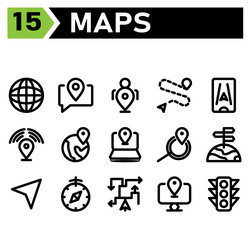 maps and navigation icon include globe world vector image