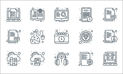 online learning line icons linear set quality vector image
