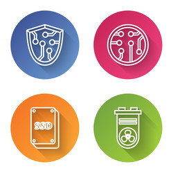 set line cyber security processor ssd card vector image