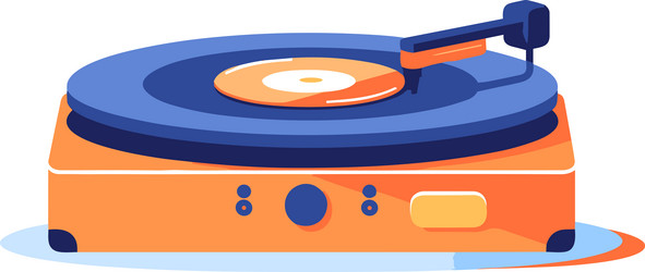 vintage record player in ux ui flat style vector