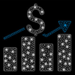 bright mesh carcass business chart with flare vector image