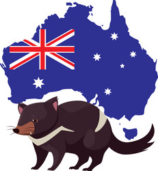 Tasmanian devil with map australia Royalty Free Vector Image