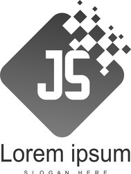 initial js logo template with modern frame vector image