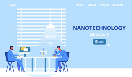 modern nanotechnology laboratory flat landing page vector