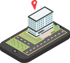 red pointer on smartphone map gps navigation vector image