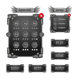 silver stone game level selection and button set vector image