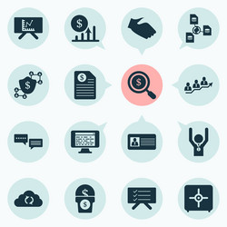 teamwork icons set with blockchain team success vector image