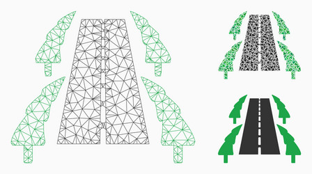 tree alley road mesh carcass model vector