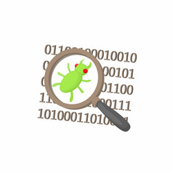 zoom on a malicious binary code icon cartoon style vector image