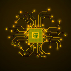 cpu microprocessor microchip circuit board vector image