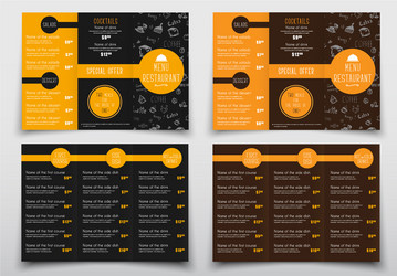 Design of triple folding menus for cafes vector