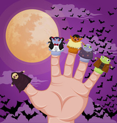 Five finger monsters halloween vector