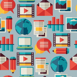 media and communication seamless pattern with blog vector image