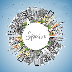 spain city skyline with gray buildings blue sky Vector Image