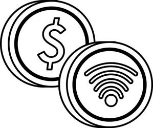 wifi connection signal button with coin dollar vector image