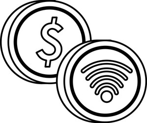 Wifi connection signal button with coin dollar vector